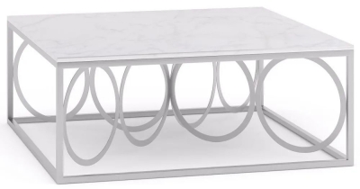 Product photograph of Olympia White Marble Top And Silver Coffee Table from Choice Furniture Superstore