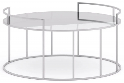 Product photograph of Alveare Glass And Silver Round Coffee Table from Choice Furniture Superstore