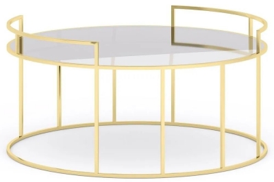 Product photograph of Alveare Glass And Gold Round Coffee Table from Choice Furniture Superstore