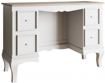 Product photograph of Fleur French Style White Shabby Chic 4 Drawer Kneehole Dressing Table - Made In Solid Mango Wood from Choice Furniture Superstore