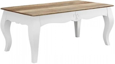 Product photograph of Fleur French Style White Shabby Chic Coffee Table - Made In Solid Mango Wood from Choice Furniture Superstore