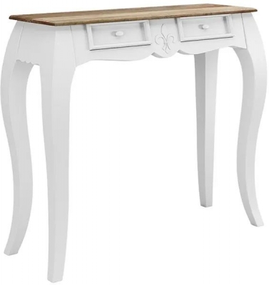 Product photograph of Fleur French Style White Shabby Chic Console Table - Made In Solid Mango Wood from Choice Furniture Superstore