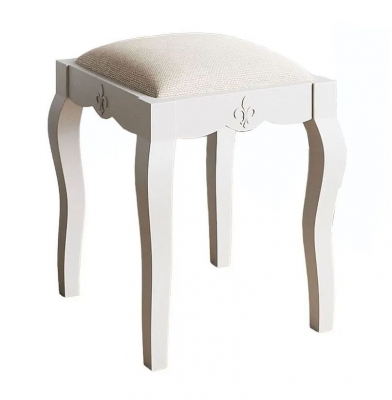 Product photograph of Fleur French Style White Shabby Chic Padded Dressing Stool - Made In Solid Mango Wood from Choice Furniture Superstore