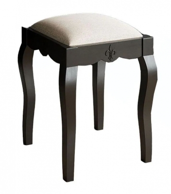 Product photograph of Clearance - Fleur French Style Black Padded Dressing Stool - Made In Solid Mango Wood from Choice Furniture Superstore