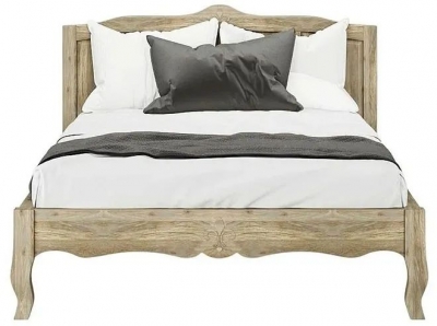 Clearance Fleur French Style Washed Grey 4ft 6in Double Bed Made In Solid Rustic Mango Wood