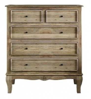 Image of Fleur French Style Washed Grey 2 + 3 Drawer Chest - Made in Solid Rustic Mango Wood