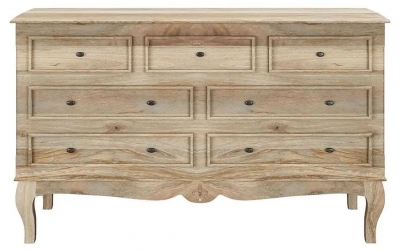 Image of Fleur French Style Washed Grey 7 Drawer Chest - Made in Solid Rustic Mango Wood