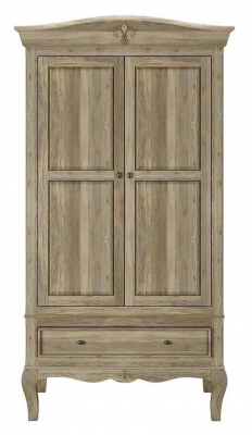 Product photograph of Fleur French Style Washed Grey 2 Door Wardrobe - Made In Solid Rustic Mango Wood from Choice Furniture Superstore
