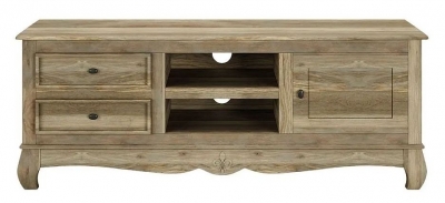 Product photograph of Fleur French Style Washed Grey Tv Unit - Made In Solid Rustic Mango Wood from Choice Furniture Superstore