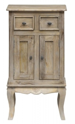 Product photograph of Fleur French Style 2 Door Washed Grey Hall Cabinet - Made In Solid Rustic Mango Wood from Choice Furniture Superstore