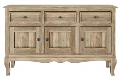 Product photograph of Fleur French Style 3 Door Washed Grey Sideboard - Made In Solid Rustic Mango Wood from Choice Furniture Superstore