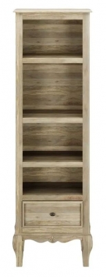 Product photograph of Fleur French Style Washed Grey Narrow Bookcase - Made In Solid Rustic Mango Wood from Choice Furniture Superstore
