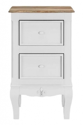 Product photograph of Fleur French Style White Shabby Chic Bedside Cabinet - Made In Solid Mango Wood from Choice Furniture Superstore