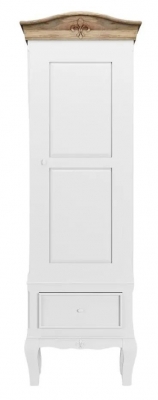 Product photograph of Fleur French Style White Shabby Chic 1 Door Wardrobe - Made In Solid Mango Wood from Choice Furniture Superstore