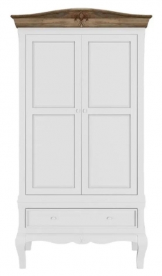 Product photograph of Fleur French Style White Shabby Chic 2 Door Wardrobe - Made In Solid Mango Wood from Choice Furniture Superstore