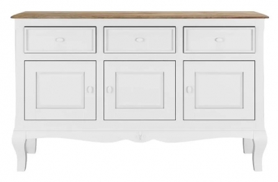 Product photograph of Fleur French Style 3 Door White Shabby Chic Sideboard - Made In Solid Mango Wood from Choice Furniture Superstore