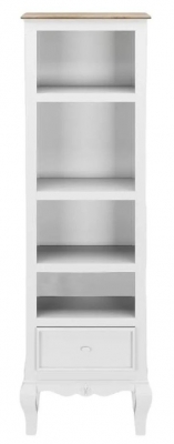 Product photograph of Fleur French Style White Shabby Chic Narrow Bookcase - Made In Solid Mango Wood from Choice Furniture Superstore