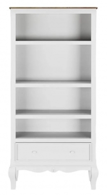Product photograph of Fleur French Style White Shabby Chic Wide Bookcase - Made In Solid Mango Wood from Choice Furniture Superstore