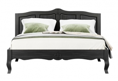 Clearance Fleur French Style Black 4ft 6in Double Bed Made In Solid Mango Wood