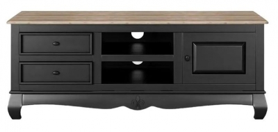 Product photograph of Clearance - Fleur French Style Black Tv Unit - Made In Solid Mango Wood from Choice Furniture Superstore
