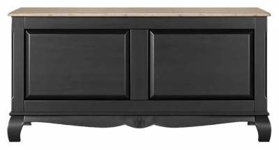 Clearance - Fleur French Style Black Blanket Box - Made in Solid Mango Wood