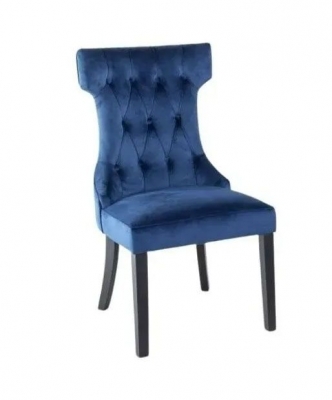 Product photograph of Courtney Blue Dining Chair Tufted Velvet Fabric Upholstered With Black Wooden Legs from Choice Furniture Superstore
