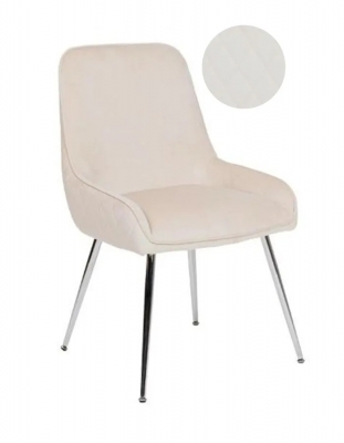 Image of Hamilton Champagne Dining Chair, Velvet Fabric Upholstered with Quilted Diamond Stitched Back and Chrome Legs