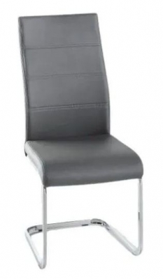 Product photograph of Malibu Dark Grey Dining Chair Leather - Faux Pu With Stainless Steel Chrome Cantiliver Base from Choice Furniture Superstore