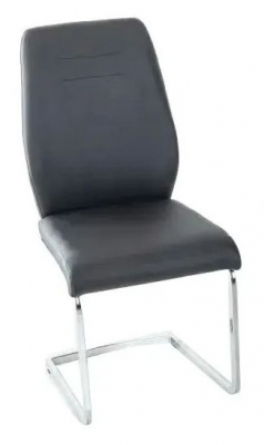Product photograph of Oslo Black Leather Dining Chair With Stainless Steel Cantiliver Base from Choice Furniture Superstore
