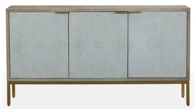 Product photograph of Temis Faux Marble Finish Grey Washed 3 Door Sideboard from Choice Furniture Superstore