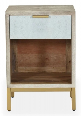 Product photograph of Temis Faux Marble Finish Grey Washed 1 Drawer Bedside Cabinet from Choice Furniture Superstore