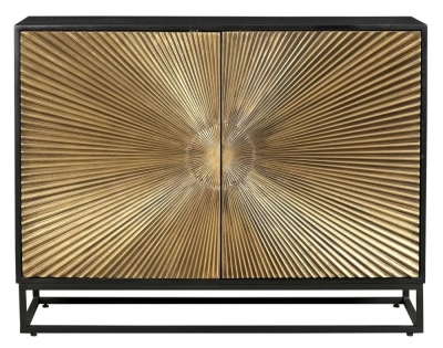 Product photograph of Luxe Black And Antique Gold Starburst Sideboard from Choice Furniture Superstore