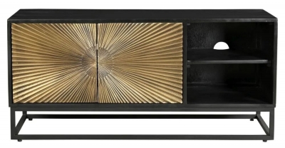 Product photograph of Luxe Black And Antique Gold Starburst Tv Unit from Choice Furniture Superstore
