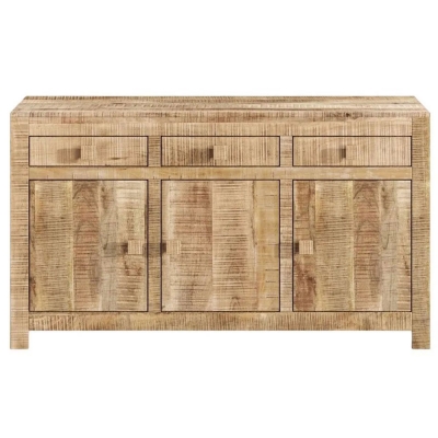 Product photograph of Dakota Mango Wood Sideboard Indian Light Natural Rustic Finish 135cm Medium Cabinet - 3 Door With 3 Drawers from Choice Furniture Superstore