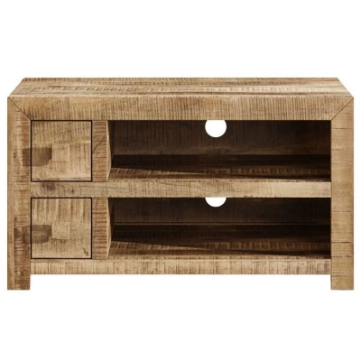 Product photograph of Dakota Mango Wood Tv Unit Indian Light Natural Rustic Finish Small Cabinet 90cm Stand Upto 32in Plasma Tv from Choice Furniture Superstore