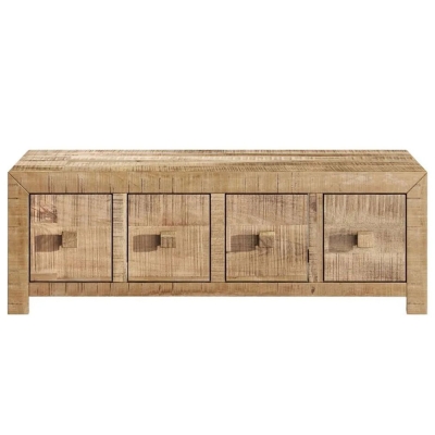 Product photograph of Dakota Mango Wood Storage Coffee Table Indian Light Natural Rustic Finish - 8 Drawers from Choice Furniture Superstore