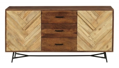 Product photograph of Rennes Chevron Large Sideboard - Rustic Mango Wood from Choice Furniture Superstore