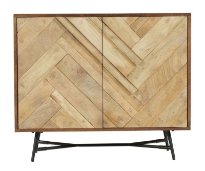 Product photograph of Rennes Chevron 2 Door Sideboard - Rustic Mango Wood from Choice Furniture Superstore
