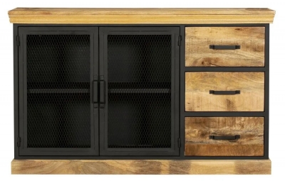 Product photograph of Cosgrove Industrial Chic Large Sideboard - Mango Wood With Black Metal 140cm from Choice Furniture Superstore