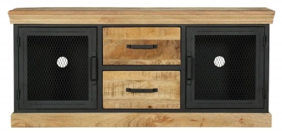 Product photograph of Cosgrove Industrial Chic Tv Unit - Mango Wood With Black Metal from Choice Furniture Superstore