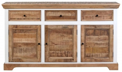 Product photograph of Farmhouse Mango Wood Large Sideboard Natural And White from Choice Furniture Superstore