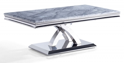 Product photograph of Lisbon Grey Marble And Chrome Coffee Table from Choice Furniture Superstore