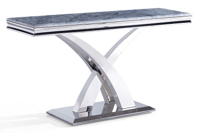 Product photograph of Lisbon Grey Marble And Chrome Console Table from Choice Furniture Superstore