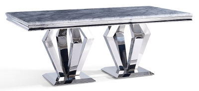 Product photograph of Dolce Grey Marble And Chrome Dining Table - Comes In 4 6 8 Seater from Choice Furniture Superstore