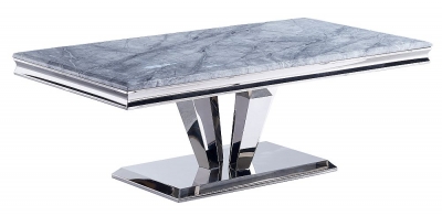 Product photograph of Dolce Grey Marble And Chrome Coffee Table from Choice Furniture Superstore