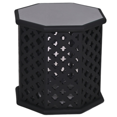 Product photograph of Jaipur Lattice Black Mango Wood Hexagon Side Table from Choice Furniture Superstore