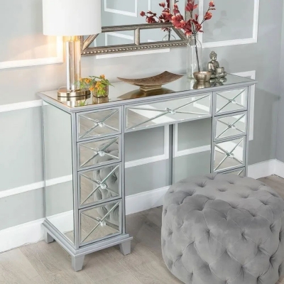 Product photograph of Mayfair Mirrored Kneehole Dressing Table - 9 Drawers from Choice Furniture Superstore