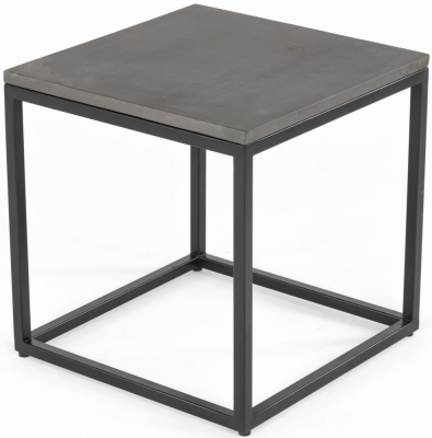 Product photograph of Clearance - Odom Grey Concrete Side Table With Black Metal Base from Choice Furniture Superstore