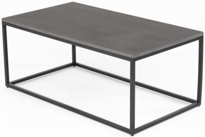 Clearance - Odom Grey Concrete Coffee Table with Black Metal Base