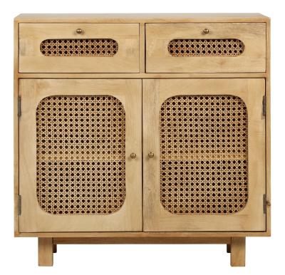 Product photograph of Indi Wood And Rattan 2 Door 2 Drawer Small Sideboard from Choice Furniture Superstore
